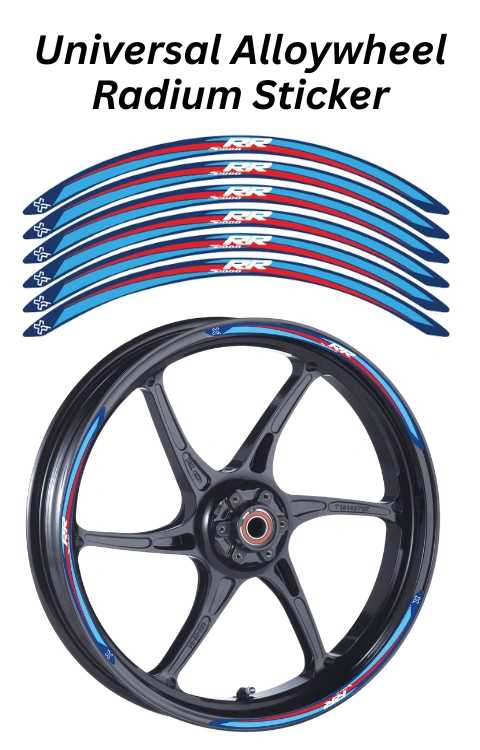 Alloy Wheel Radium Sticker Compatible with Universal Bike | Printed In Premium Radium With FPF(Fade Protection Film), Water Proof, Precut Sticker, Pack Of 12